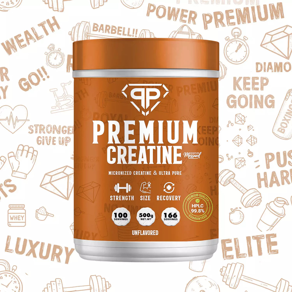 Premium Creatine Monohydrate pure 99,8% - 500gm - ( 100 servings, 166 servings)