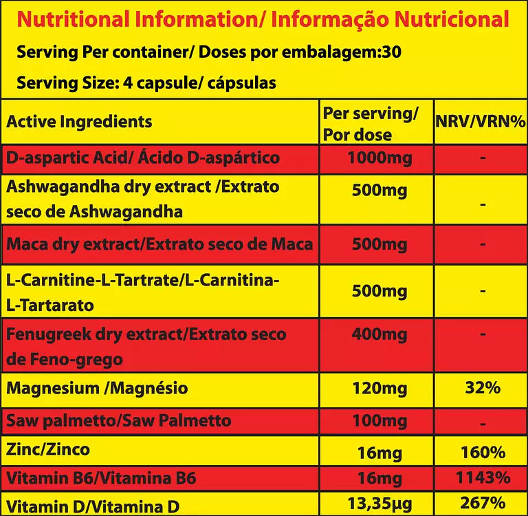 Marvelous Nutrition Testoman Ultimate Alpha Male Enhancement - 120 Caps (30 Servings) – Strength, Energy & Vitality
