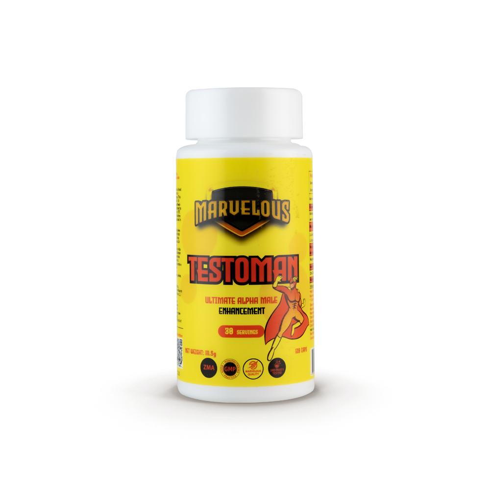 Marvelous Nutrition Testoman Ultimate Alpha Male Enhancement - 120 Caps (30 Servings) – Strength, Energy & Vitality