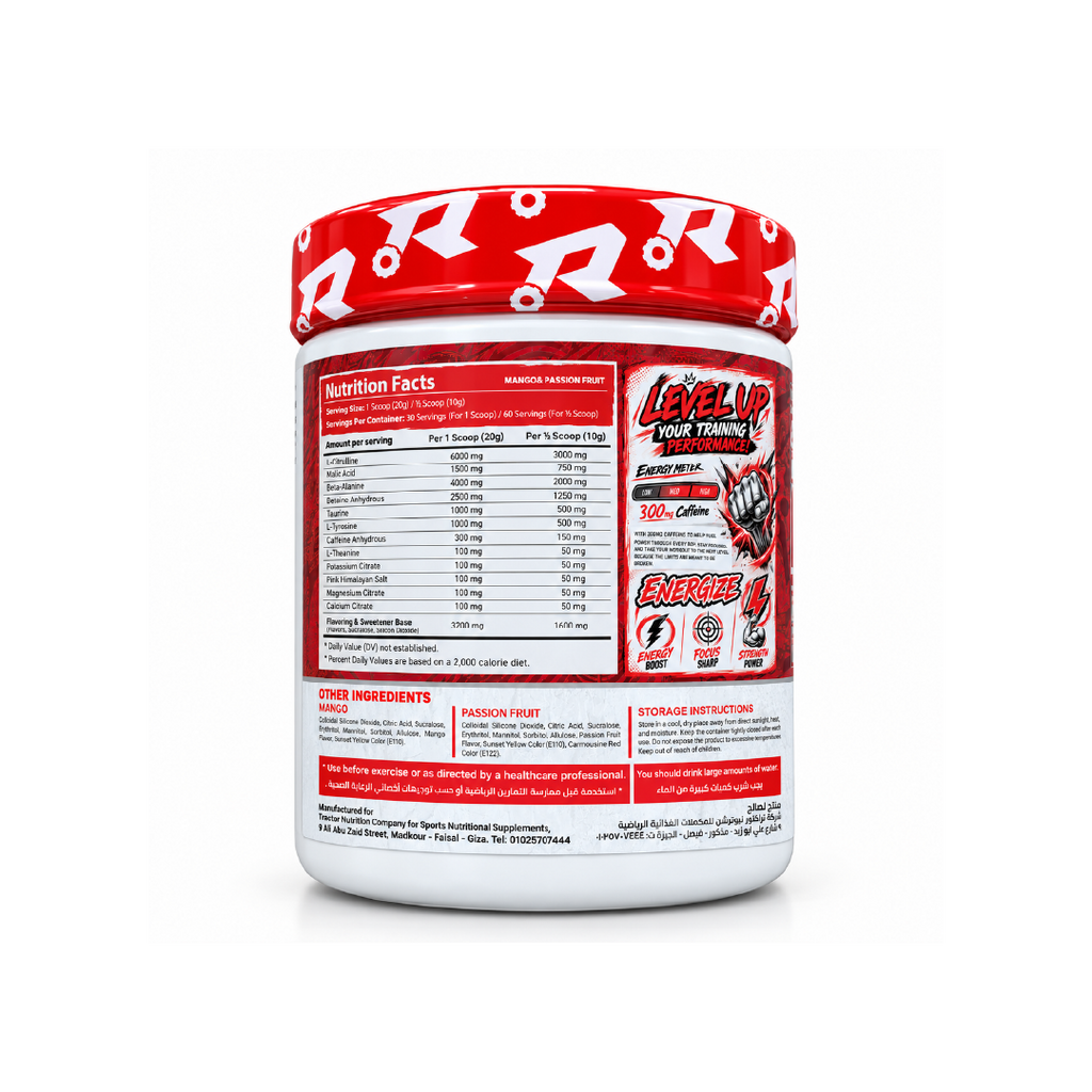 Tractor Twin Turbo Pre-Workout – Mango Passion Fruit – 60 Servings