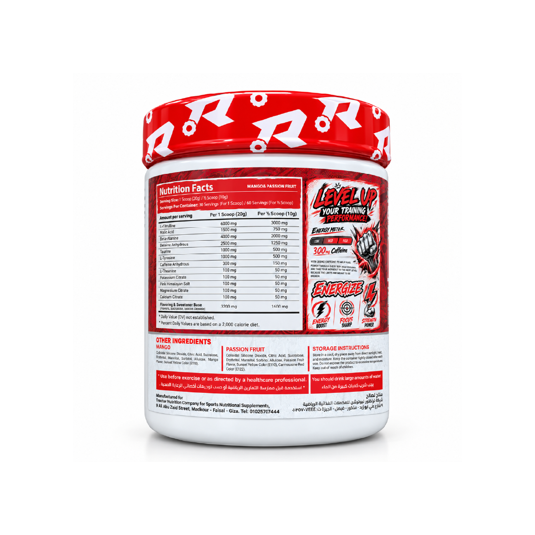 Tractor Twin Turbo Pre-Workout – Mango Passion Fruit – 60 Servings