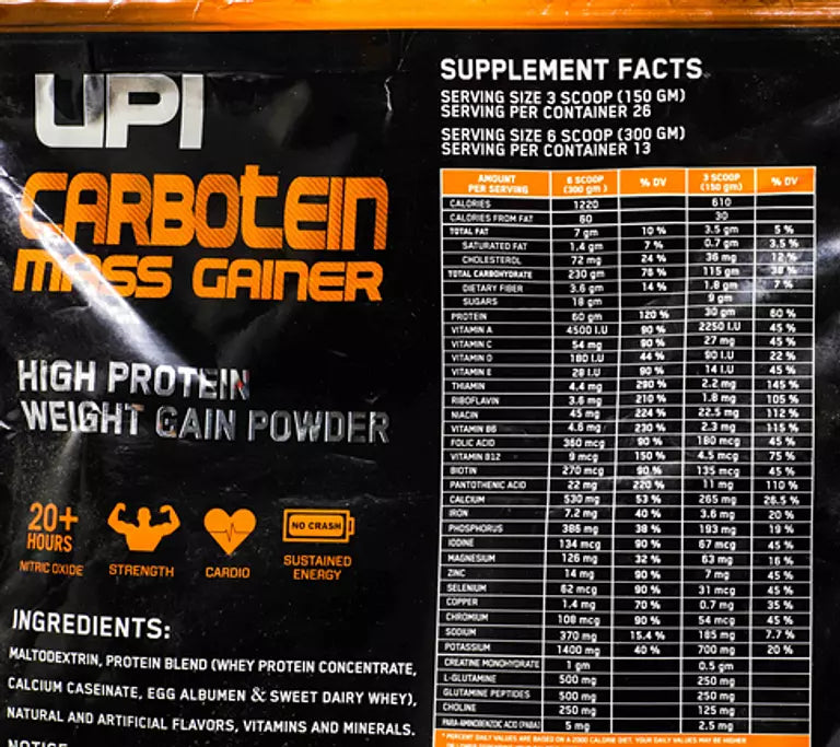UPI Carbotein Mass Gainer - 3,9Kg ( 26 servings)