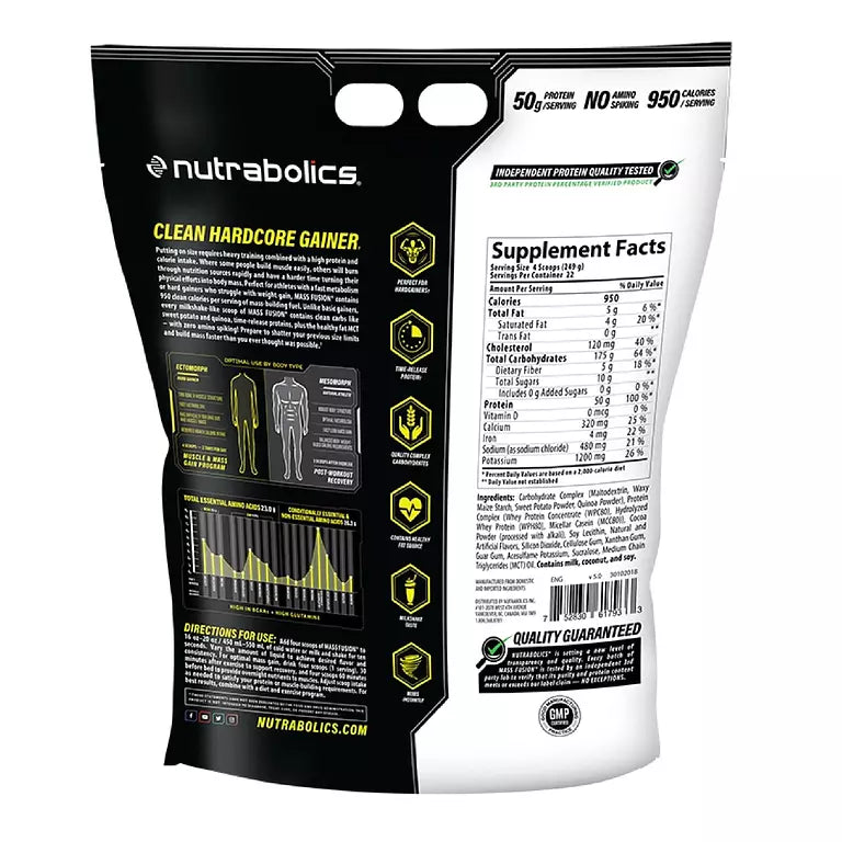 Nutrabolics Mass Fusion High Calories Mass Gainer for Muscle & Weight Gain - 5,44kg