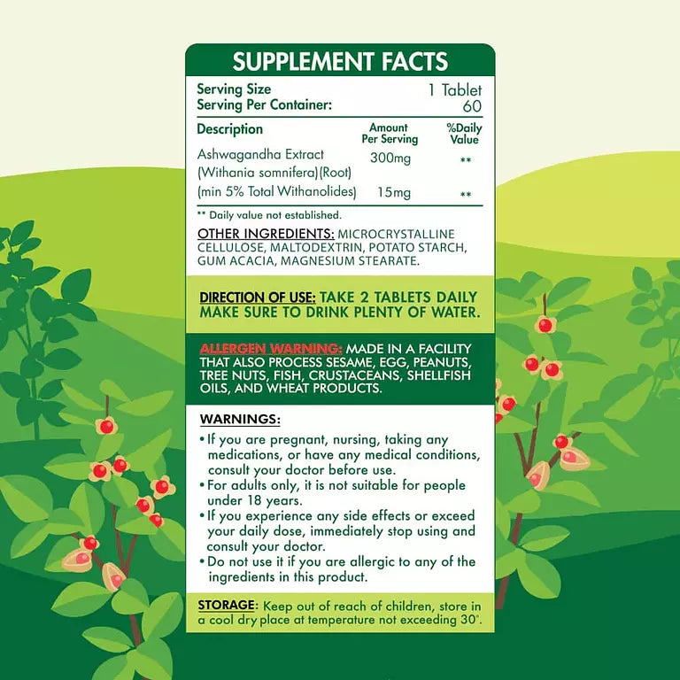 Organic nation Ashwagandha 600-30Serv.-60Tablets