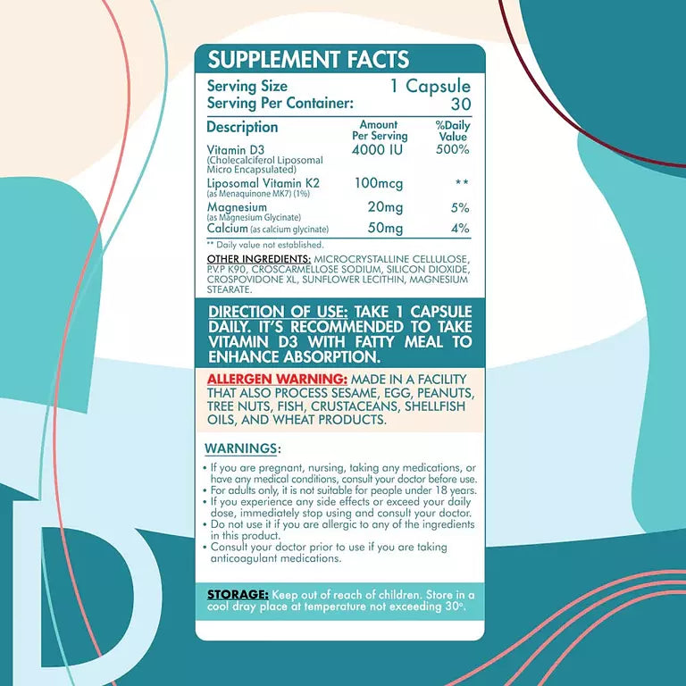 Organic nation Liposomal D3+K2-30Capsules