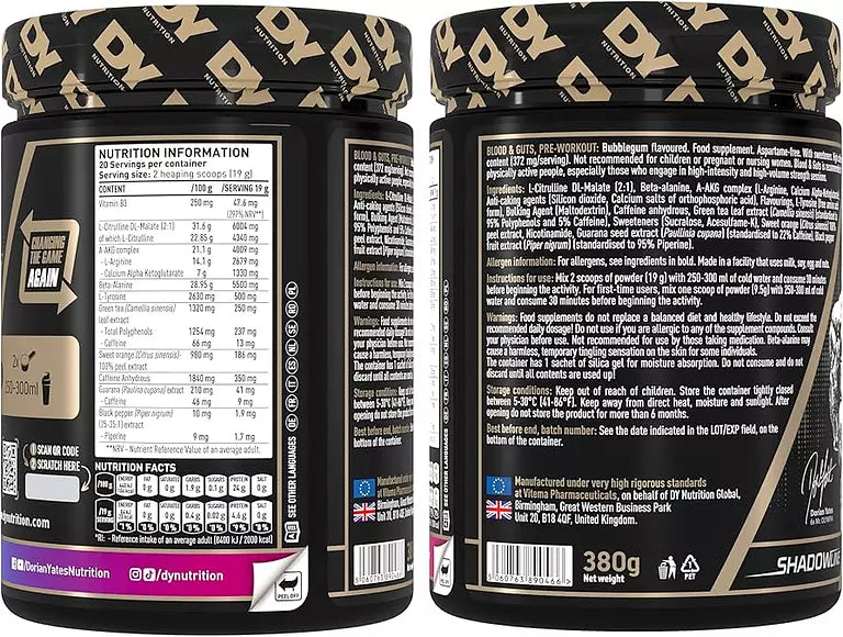 DY NUTRITION BLOOD & GUTS Pre-workout Formula (380g)